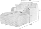 KEIKI 65.4" Indoor Single Chaise Sofa, Oversized Corduroy Lounge Chair for Bedroom & Reading Corner, No Assembly Comfy Sleeper Lounger with High Density Foam & Pocket Spring for Apartment Studio
