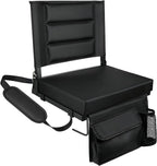 Stadium Seats with Back Support,Bleacher Chairs with Cushion, Portable Folding Stadium Chair with Removable Cushion and Large Pocket for School Events Sports Game(Black)