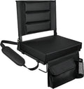 Stadium Seats with Back Support,Bleacher Chairs with Cushion, Portable Folding Stadium Chair with Removable Cushion and Large Pocket for School Events Sports Game(Black)