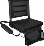Stadium Seats with Back Support,Bleacher Chairs with Cushion, Portable Folding Stadium Chair with Removable Cushion and Large Pocket for School Events Sports Game(Black)