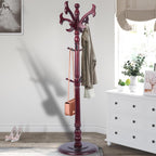 Free Standing Coat Rack with 14 Hooks, Vintage Wooden Coat Tree, Adjustable Height 73 Inches, Retro Coat Stand for Entryway, Living Room, Office & Bedroom (Mahogany) (fishtail, 1 PCS)