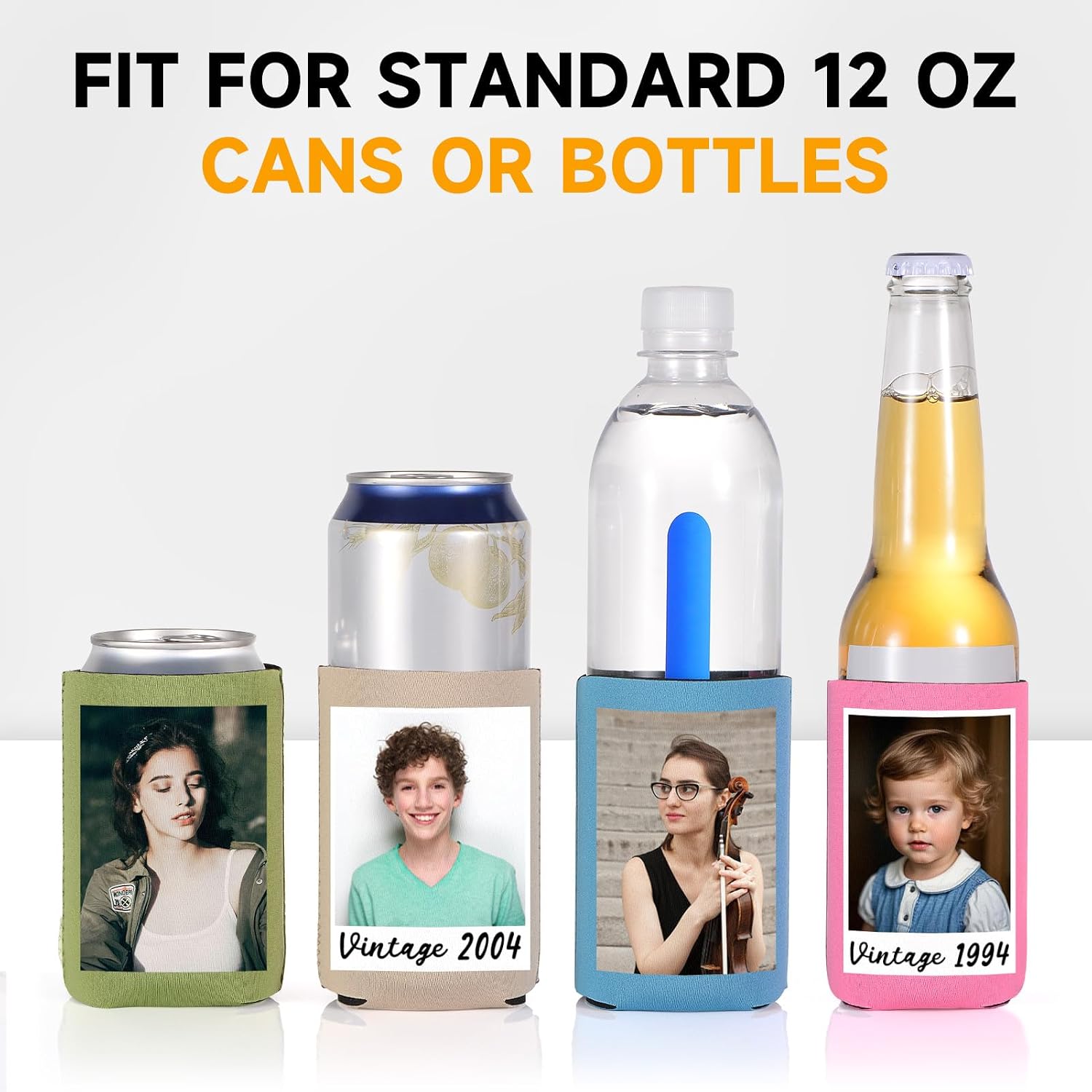 20 Pack Custom Neoprene Can Cooler Sleeve Bulk Personalized Insulated Drink Holder with Logo Image Text for Anniversary Wedding Birthday Summer Beach Party Favors