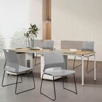 KLASIKA Stackable Guest Reception Chairs, Stacking Office Chair with Ergonomic Lumbar Support & Metal Legs, Plastic Desk Chairs for Conference School Church Waiting Meeting Break Room Set of 8, Gray