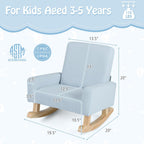 Kids Rocking Chair, Toddler Couch with Solid Wood Base & Non-Slip Pads, Durable Linen Fabric Toddlers Sofa, Children Rocker Armchair in Playroom, Nursery, Bedroom