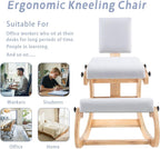 VDNEND Ergonomic Kneeling Chair with Back Support,Wooden Kneeling Chair Desk for Work, Rocking Office Kneel Chairs for Relieve Back Pain, Kneeling Posture Chairs for Gaming,Home (Light Gray)