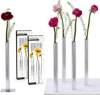 PELEG DESIGN Magnetic Bud Vase Set (Silver) - Unique Home Decor Gift & Modern Table Centerpiece - 10 Aluminum Single Stem Vases - 9.4" Tall Gravity Defying Decor