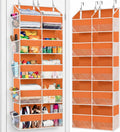 Over The Door Organizer 5 Tiers, Extra Large Behind Door Storage of 10 Compartments, 80 lbs Weight Capacity Hanging Storage Organizer with Clear Window Kids Toys,Shoes,Diapers,Room Storage,Orange