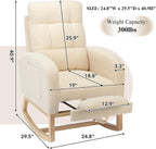 Nursery Rocking Chair, Polyester Upholstered Glider Chair with Footrest, Comfy Rocker Chair, Accent Chair with High Backrest, Glider Rocker, Armchair for Living Room (Beige Teddy)