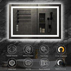 24"x 32" LED Bathroom Mirror with Light, Front and Backlit Controlled, Anti-Fog, 3 Colors Led Mirror, Dimmable, LED Wall Vanity Mirror with Lights, Memory Function, Tempered Glass,ETL Listed