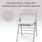 2 Pack Folding Chairs with Fabric Padded Cushion and Back, Commercial Grade Metal Chairs with Comfortable SOFT Fabric Cushion for Home and Office, for Indoor and Outdoor Events (2, White-Fabric)