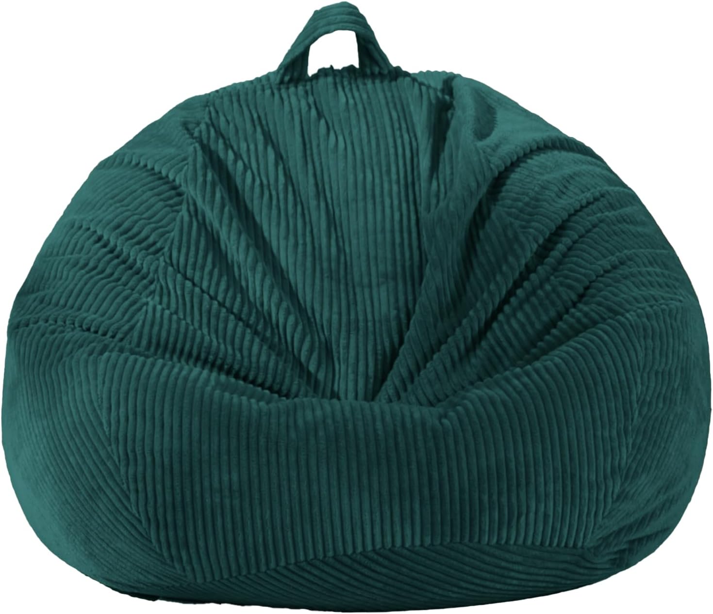 ZhenLives Stuffed Animal Storage Bean Bag Chair Cover, Cover Only (No Filler), Corduroy Toy Organizer Floor Cushion Seat, 48 in/120 cm Slipcover for Teens & Adults,Green