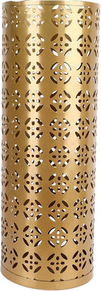 Metal Stylish Hollow Copper Pattern Umbrella Holder Bin for Entryway, Rustproof Indoor Umbrella Stand for Home Office, 1pc (Large)