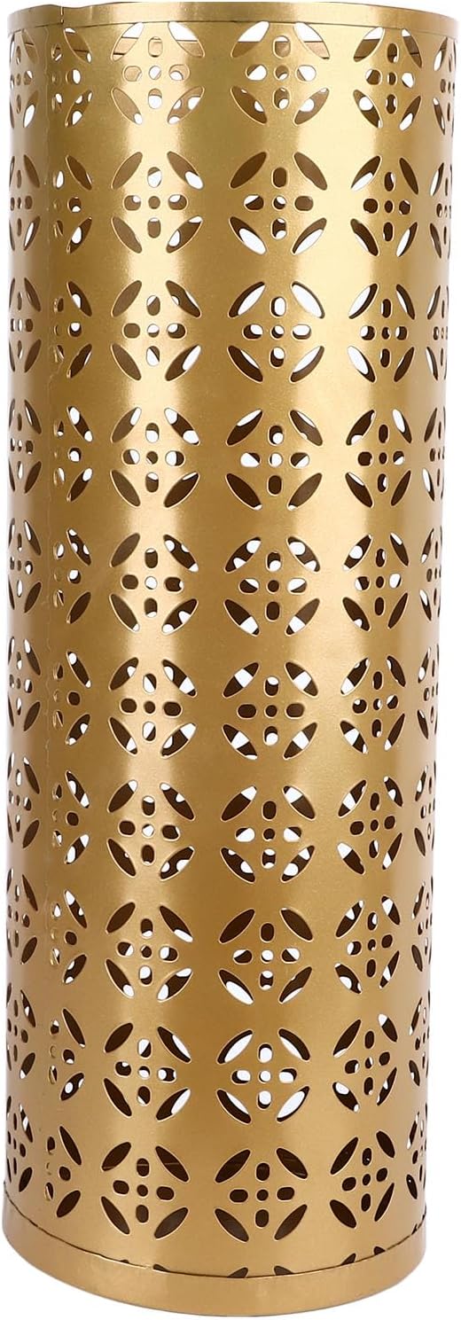 Metal Stylish Hollow Copper Pattern Umbrella Holder Bin for Entryway, Rustproof Indoor Umbrella Stand for Home Office, 1pc (Large)