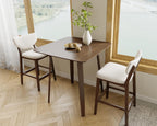 PrimeZone 3 Piece Dining Table Set - Counter Height Bar Table and Chairs Set for 2, Mid-Century Modern Upholstered Bar Stools with Back & Wood Kitchen Table, Dinette Set for Dining Room, Pub