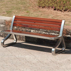 Garden Garden Wooden Backrest Bench, with Stainless Steel Metal Frame, Suitable for Indoor Outdoor Patio Seat
