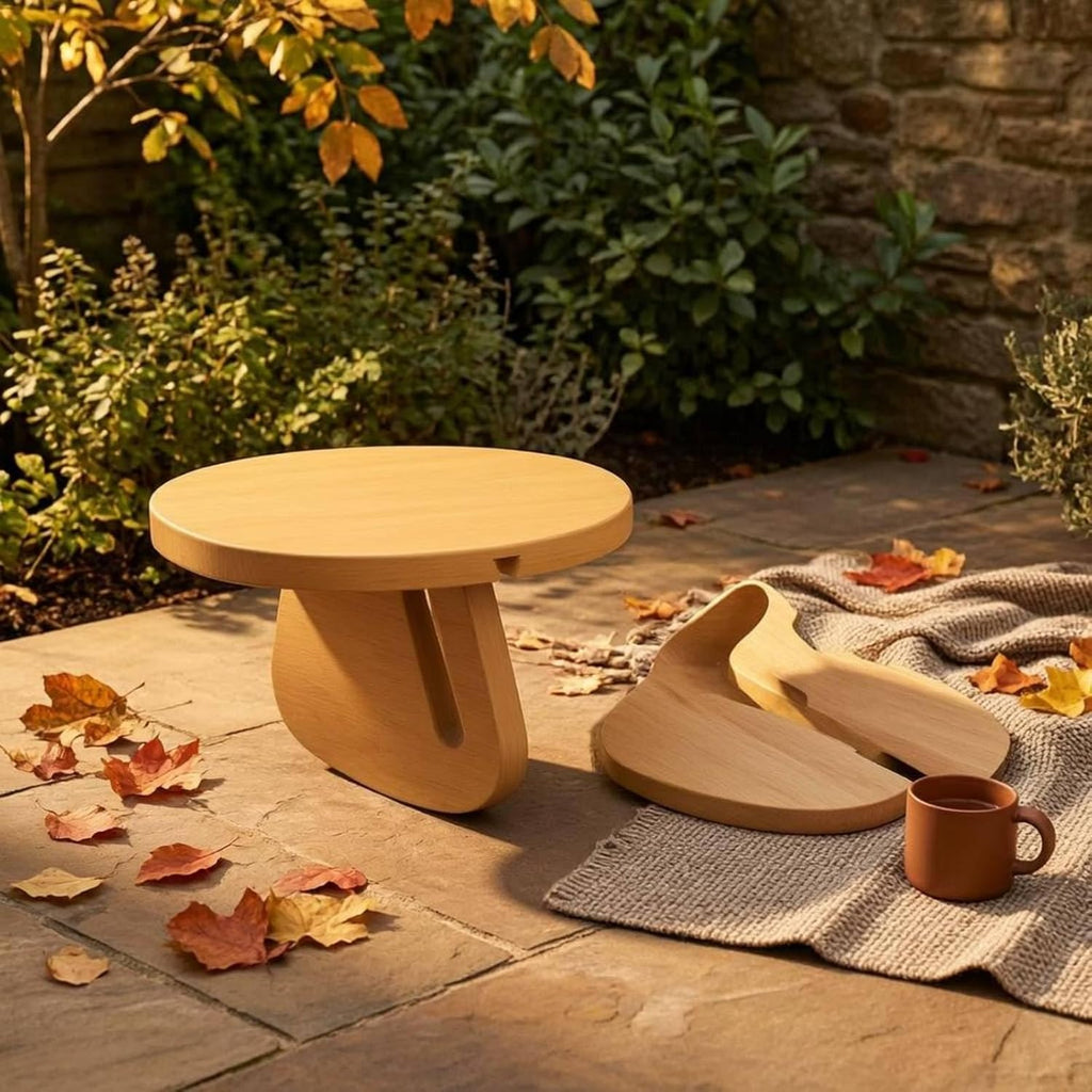 Wooden Mindfulness Stool Two-Piece Meditation Stool Slot-in Assembly Seating Furniture for Balance Training