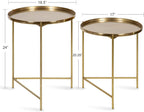 Kate and Laurel Ulani Modern Nesting Side Table; Set of 2; Gold; Sophisticated Glam End Tables for Storage and Display