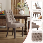 COLAMY Fabric Side Dining Chairs Set of 4, Wingback Upholstered Dining Room Chairs with Tufted Button, Living Room Chairs for Home Kitchen, Taupe