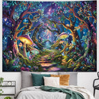 Amonercvita Fantasy Forest Tapestry Magical Trees Tapestries Galaxy Space Wall Tapestries Psychedelic Plant Floral Tapestry Wall Hanging for Home Decor