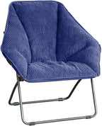 Zenithen Indoor Foldable Portable Plush Hexagon Folding Dish Chair, Perfect for Bedrooms, Dorm Rooms, and Living Rooms, Use for Reading, Studying, Gaming, Navy Blue (Pack of 2)