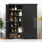 Giantex 4 Door Kitchen Pantry, 72.5” Tall Buffet Cabinet, Freestanding Modern Storage Cabinet Organizer w/ 6-Tier Shelves, 2 Adjustable Shelves, Floor Cupboard for Dining Room, Living Room (Black)
