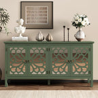 RoyalCraft 63'' Buffet Cabinet with Mirror Butterfly Carved Door, Sideboard Cabinet with Adjustable Shelves, Vintage Accent Credenza Media Console for Entryway, Kitchen, Forest Green