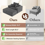 Busaurus 60'' Oversized Chaise Lounge Chair Indoor with Ottoman, Convertible Boneless Sofa Bed & Corduroy Reading Chair for Living Room & Bedroom, No Assembly Required