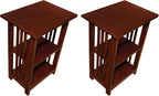 Alaterre Furniture Mission 3-Tier End Table Set of 2 – Craftsman Style Wood Side Table with Vertical Slat Side Panels and Open Storage for Living Room, Bedroom, or Cozy Reading Nook (Cherry)