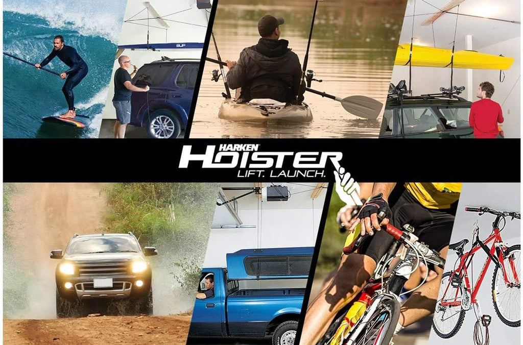 HARKEN Hoister Heavy Cargo Carrier Overhead Garage Storage 4-Point Hoist System for 145lb Carriers, Boxes, Kayaks, Canoes (145lb max load,10ft.Ceiling), Model 7803