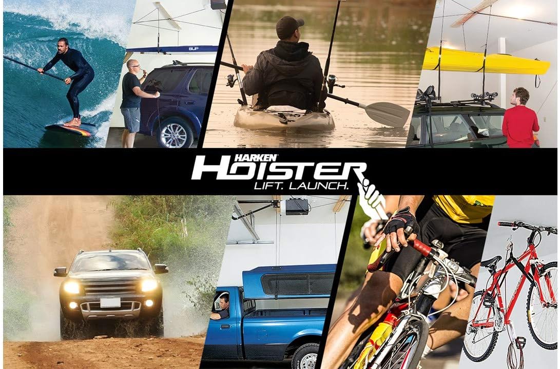HARKEN Hoister Heavy Cargo Carrier Overhead Garage Storage 4-Point Hoist System for 145lb Carriers, Boxes, Kayaks, Canoes (145lb max load,10ft.Ceiling), Model 7803