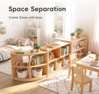 OOOK Montessori Shelf 5-Section, 2-Shelf Toy Organizers and Storage, Double-Sided Montessori Toy Storage, Ideal for Kids Room, Daycare Center, Nursery, Classroom, Kindergarten
