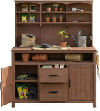 Large Fir Wood Potting Bench with Storage
