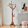 Wood Freestanding Coat Rack with 8 Hooks Coat Tree Standing,Walnut | Wooden Creative Clothes Hanger with Sturdy Sphere Base and Tree Branch Hooks 160lb Load Capacity for Entryway Hallway Bedroom