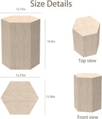 Hexagonal Side Table with 3 Anti-Slip Mat, Side Table Nightstand for Living Room, Bedroom,Sofa, 15.75" L x 13.58" W x 18.90" H, No Assembly Required,DSS