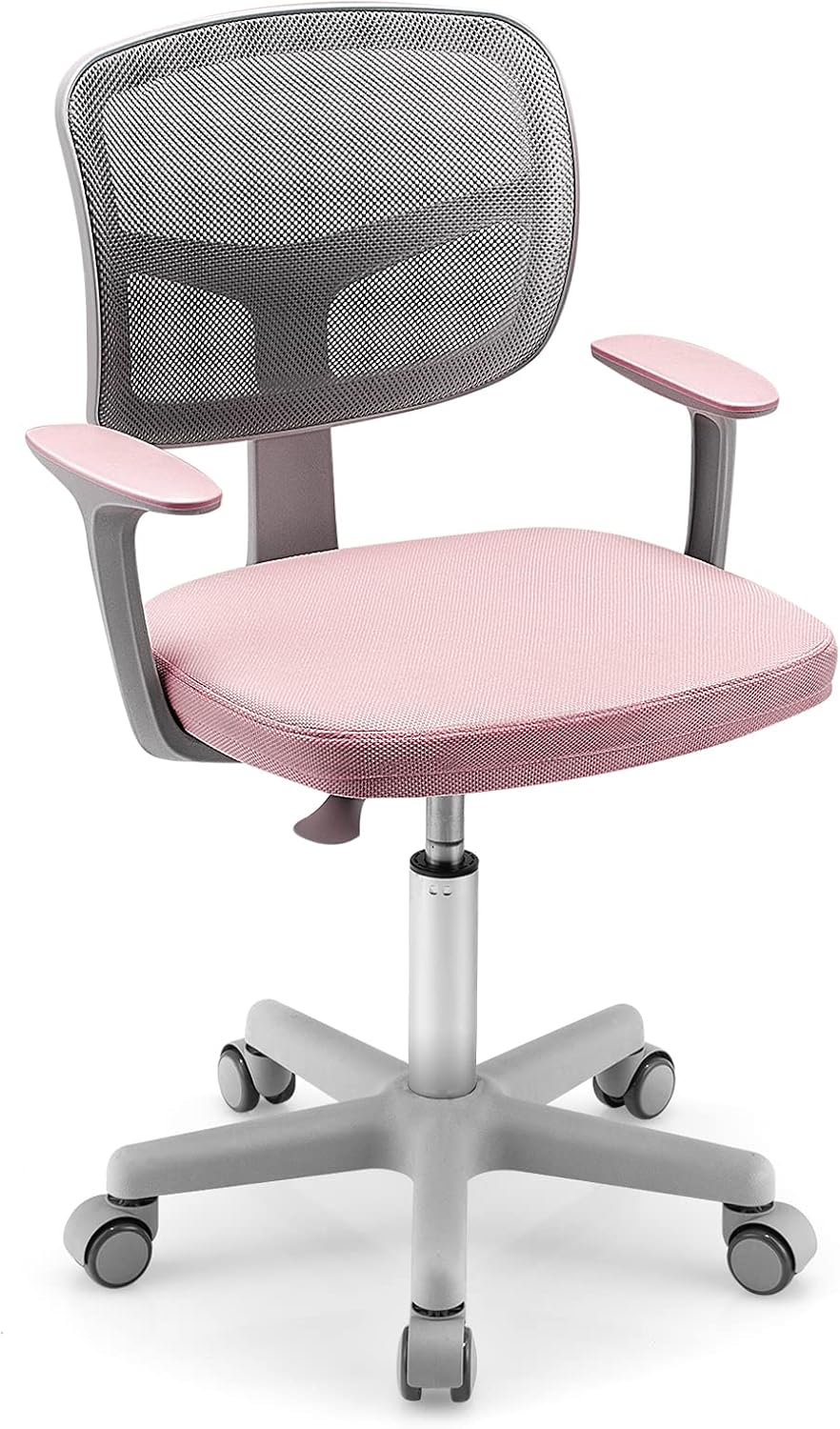 HONEY JOY Kids Desk Chair, Height Adjustable Children Study Chair, Swivel Mesh Task Student Chair, Universal Casters, Child Computer Desk Chair for Boys Girls Age 3-10 (Pink)