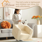 Welnow Kids Sofa with Pillow, Cozy Toddler Chair Soft Foam Seat for Reading, Children's Couch with Armrest Lightweight Comfy Kids Furniture for Bedroom, Playroom for Boys and Girls, Sherpa Beige