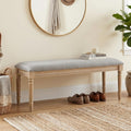 chairus Farmhouse Dining Bench 46" Wooden Entryway Bench with Padded Seat and Nailhead Trim for Kitchen Bedroom,Indoor and Hallway, Grey Linen
