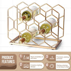 14 Bottle Countertop Wine Rack - Freestanding Modern Gold Metal Wine Rack - Tabletop Wine Holder Stand for Cabinet, Pantry, Wine Bottle Storage……