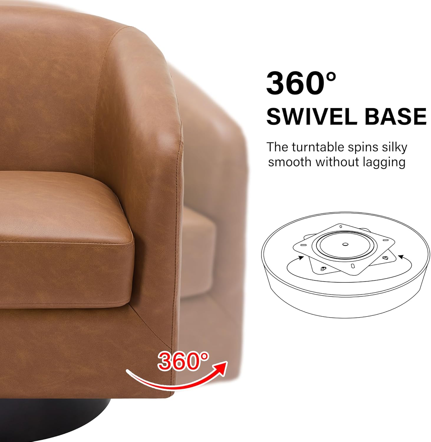 Swivel Barrel Accent Chair, Modern Round Chenille Fabric Arm Chair for Living Room, Bedroom, Comfy Club Reading Chairs for Adults