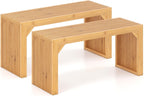 Giantex 36" Bamboo Dining Bench, 660Lbs Capacity, 2-Person Kitchen Table Bench for Living Room, Bedroom, Bathroom, Entryway Hallway, Front Door, End of Bed, Indoor Outdoor Use, 2 Pack