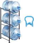 VEVOR 5 Gallon Water Jug Holder, 3 Tiers Water Bottle Holder, Heavy Duty Water Bottle Rack with 3 Slots, Detachable Water Jug Stand for Kitchen, Office, Living Room- Black