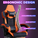 Gaming Chair with Footrest, High Back Gaming Chairs PVC Leather Ergonomic Gamer Chair with Adjustable Headrest Lumbar Support Racing Style Video Gaming Chair for Office/Home (Black Orange)
