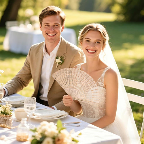 100 Pcs Custom Engraved Hand Fans for Wedding Guests, Personalized Wooden Folding Fans in Bulk, Ideal Favors for Bridal Shower, Baby Shower or Summer Party