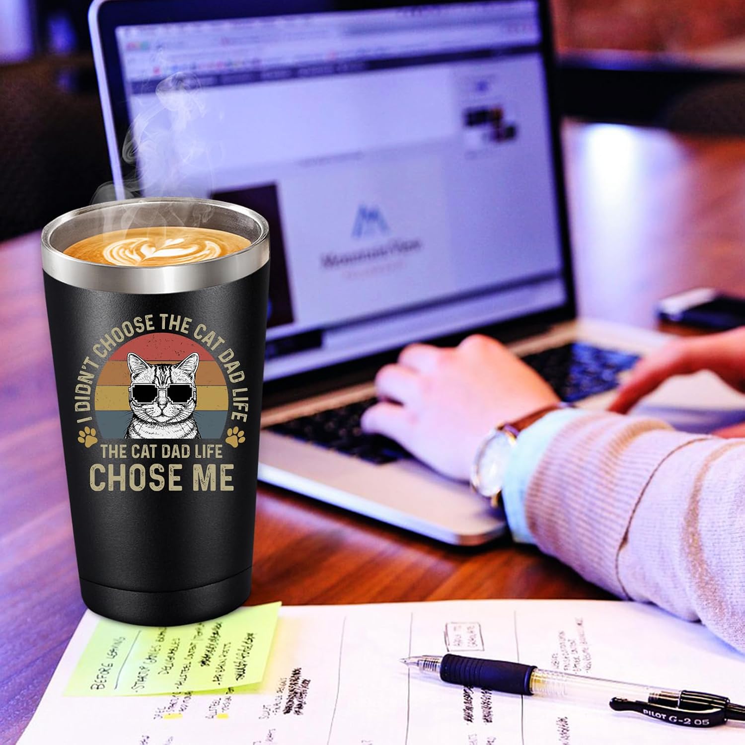 BIRGILT Best Cat Dad Gifts - Fathers Day Gift for Cat Dad, Lovers, Owners - 20oz Tumbler Cup