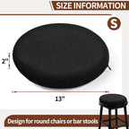 BUYUE Memory Foam Seat Cushion, Dia 13" Soft Velvet Round Stool Cushion Anti-Slip Chair Pads, S, Black