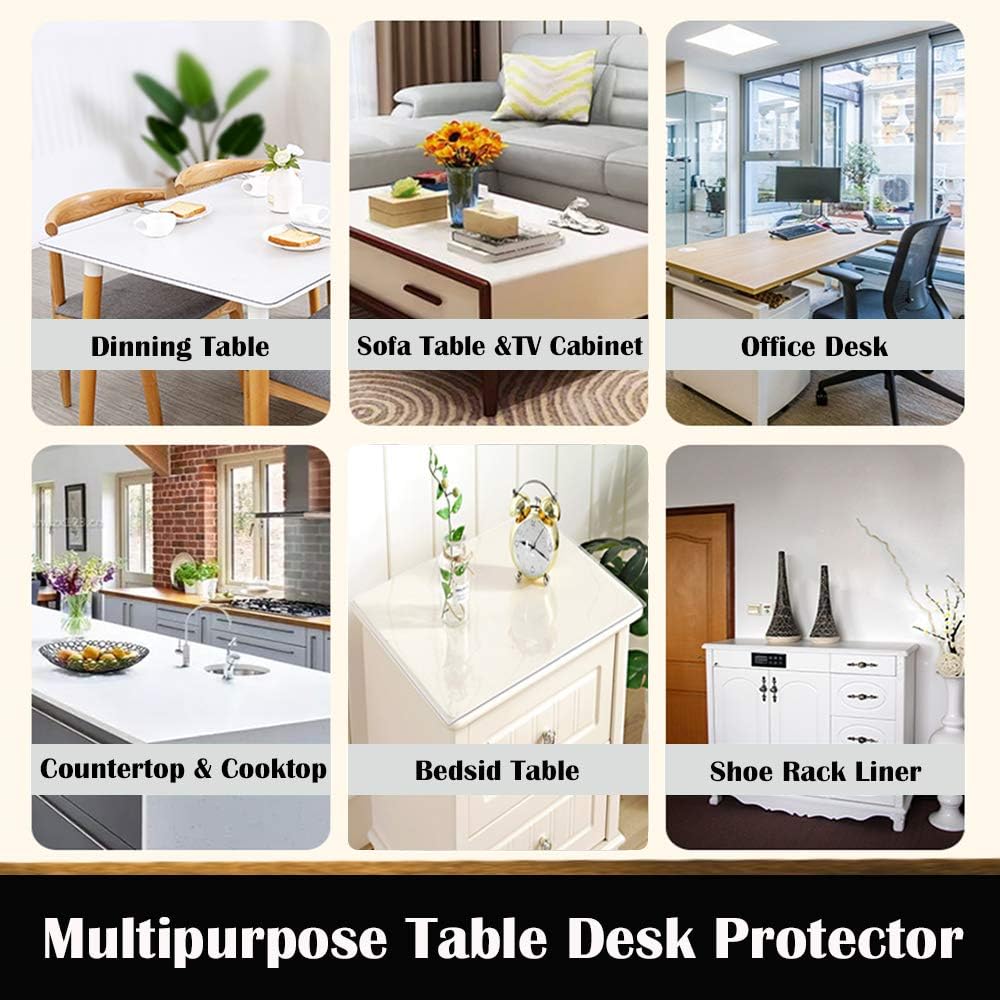 Square Clear Vinyl Table Protector for Night Stand Bedside Tabletop PVC Plastic Tablecloth Desktop Cover Mat Easy Clean Dustproof Topper Cabinet Screen Protection Table Pad 12x12 Inch