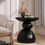 Modern Resin Decorative Sofa Side Table, Round Decorative End Table with Spacious Tabletop, Small Accent Nightstand, for Living Room, Bedroom, Balcony(Black,Large)