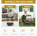 2 Tier End Table Metal Side Table Waterproof Small Sofa Coffee Side Tables Bedroom Indoor Outdoor for Living Room Bedroom Balcony and Office
