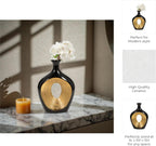 Ceramic Vase - Decorative Flower Holder for Table Decor and Centerpieces, Living Room, Office, or Entry Console, Modern Home Decor, Hollow Centerpiece Sculpture – 13", Black and Gold Finish