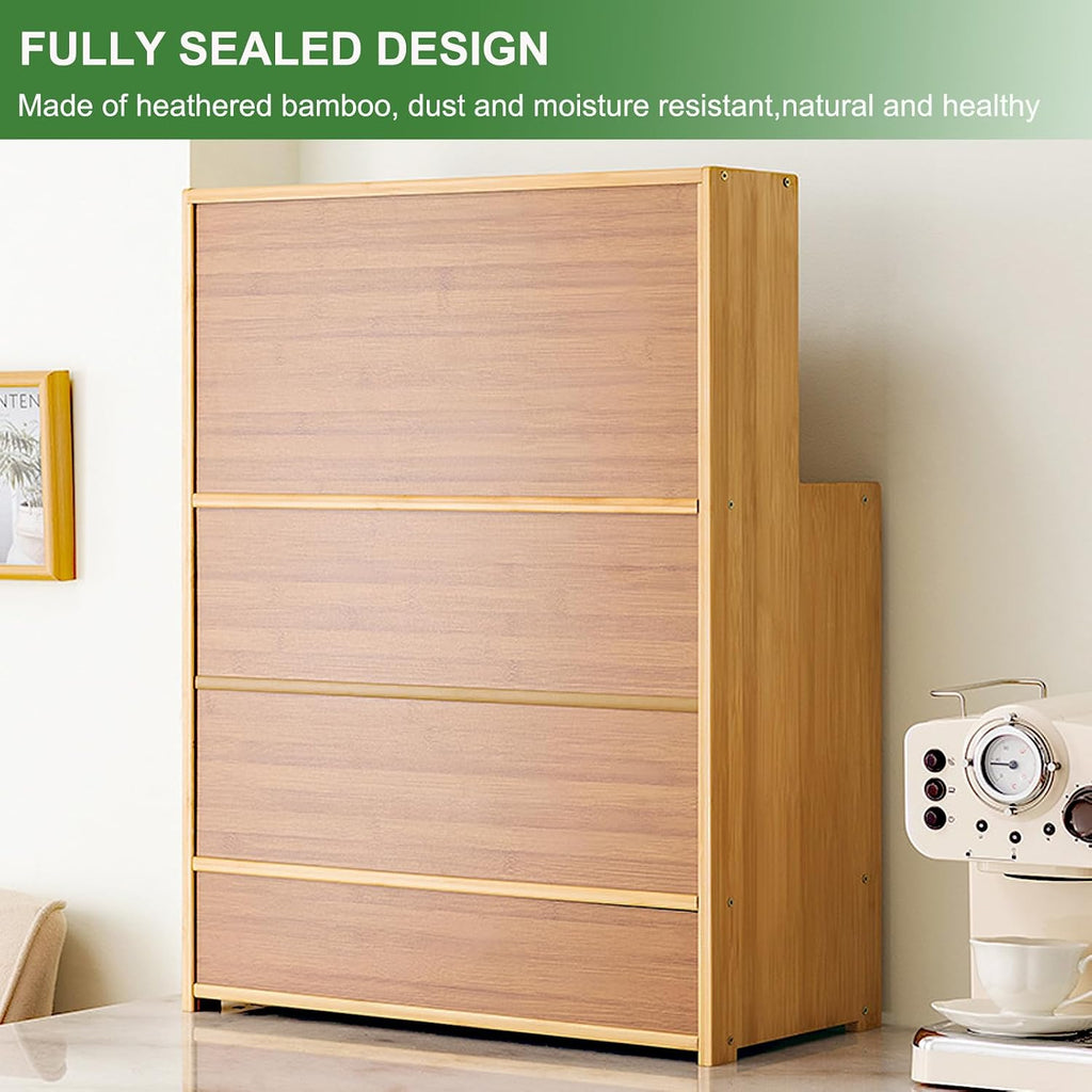 Modern Kitchen Storage Pantry Cabinet with Glass Doors & Adjustable Shelves Coffee Bar Microwave Stand Hutch Buffet Sideboard Living Room Cabinets Bakers Rack 24x26in